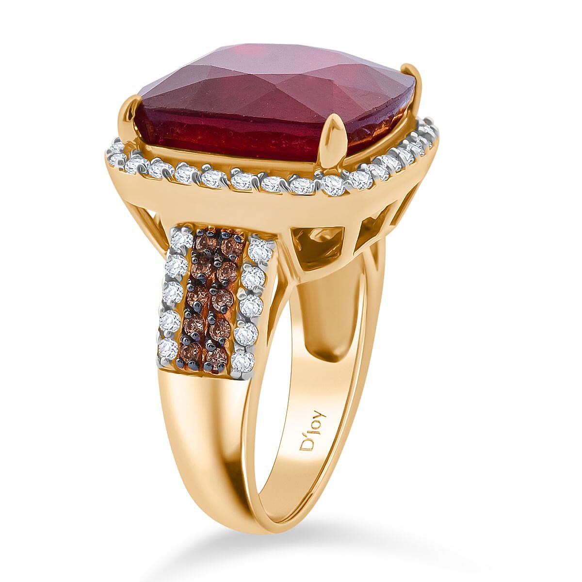 Premium Niassa Ruby (FF) and Multi Gemstone 21.90 ctw Royal Reflection Ring in 18K Vermeil Yellow Gold Over Sterling Silver (Size 10.0)