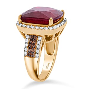Premium Niassa Ruby (FF) and Multi Gemstone 21.90 ctw Royal Reflection Ring in 18K Vermeil Yellow Gold Over Sterling Silver (Size 8.0)