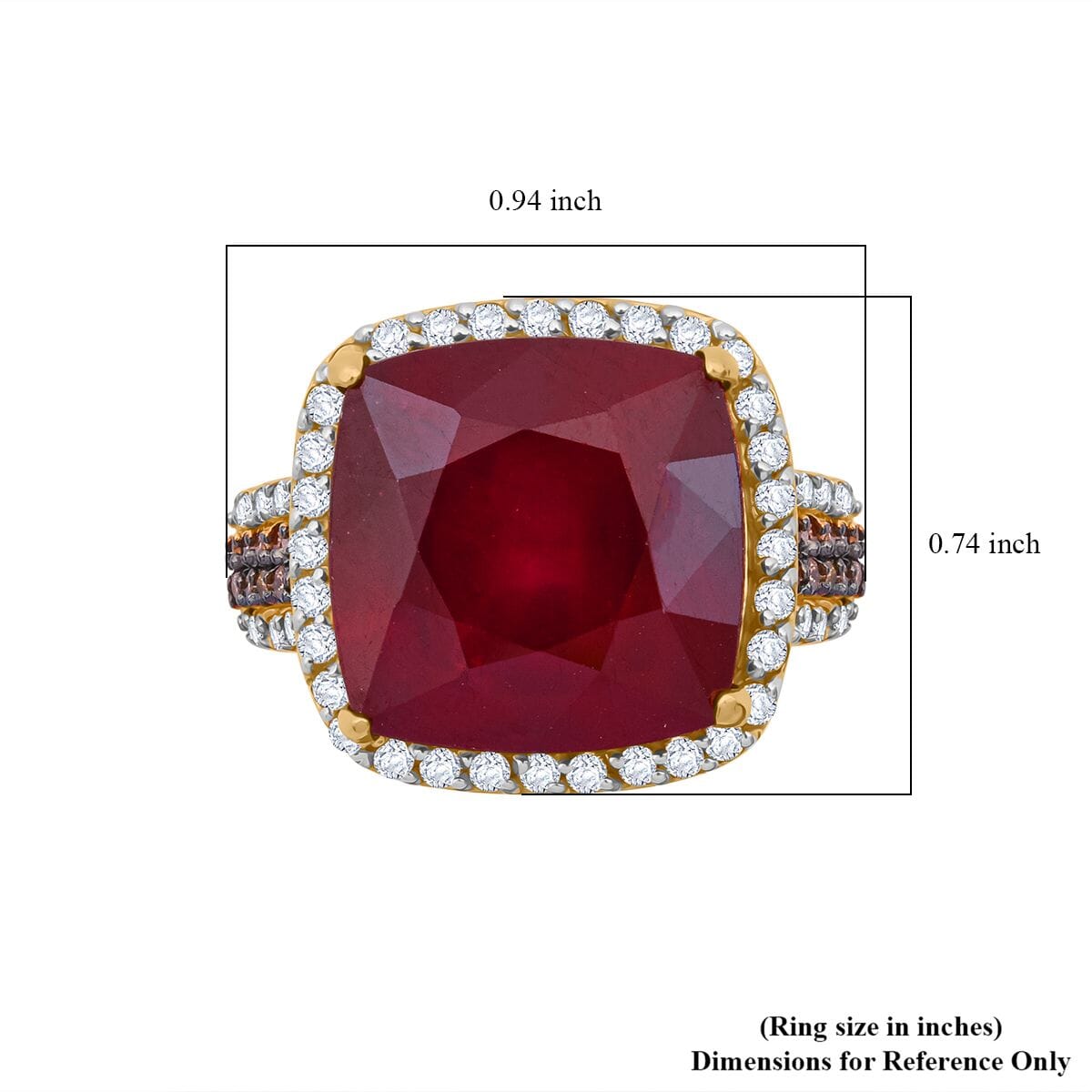 Premium Niassa Ruby (FF) and Multi Gemstone 21.90 ctw Royal Reflection Ring in 18K Vermeil Yellow Gold Over Sterling Silver (Size 9.0) image number 5