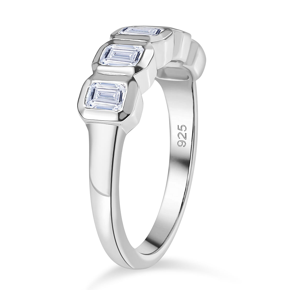 Luxuriant Lab Grown Diamond VS 1.00 ctw 5 Stone Ring in Rhodium Over Sterling Silver (Size 7.0) image number 3