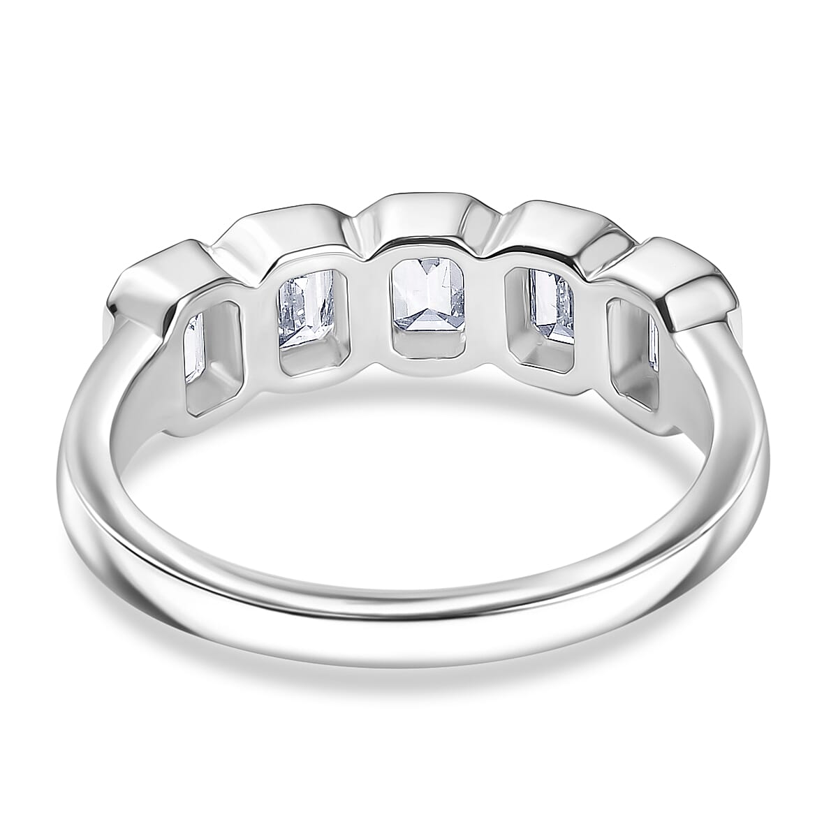 Luxuriant Lab Grown Diamond VS 1.00 ctw 5 Stone Ring in Rhodium Over Sterling Silver (Size 7.0) image number 4
