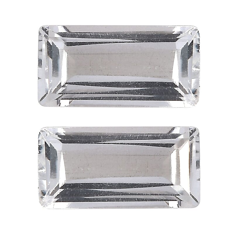 White Topaz Set of 2 (Bgt 7x3.5 mm) 1.35 ctw Loose Gemstone