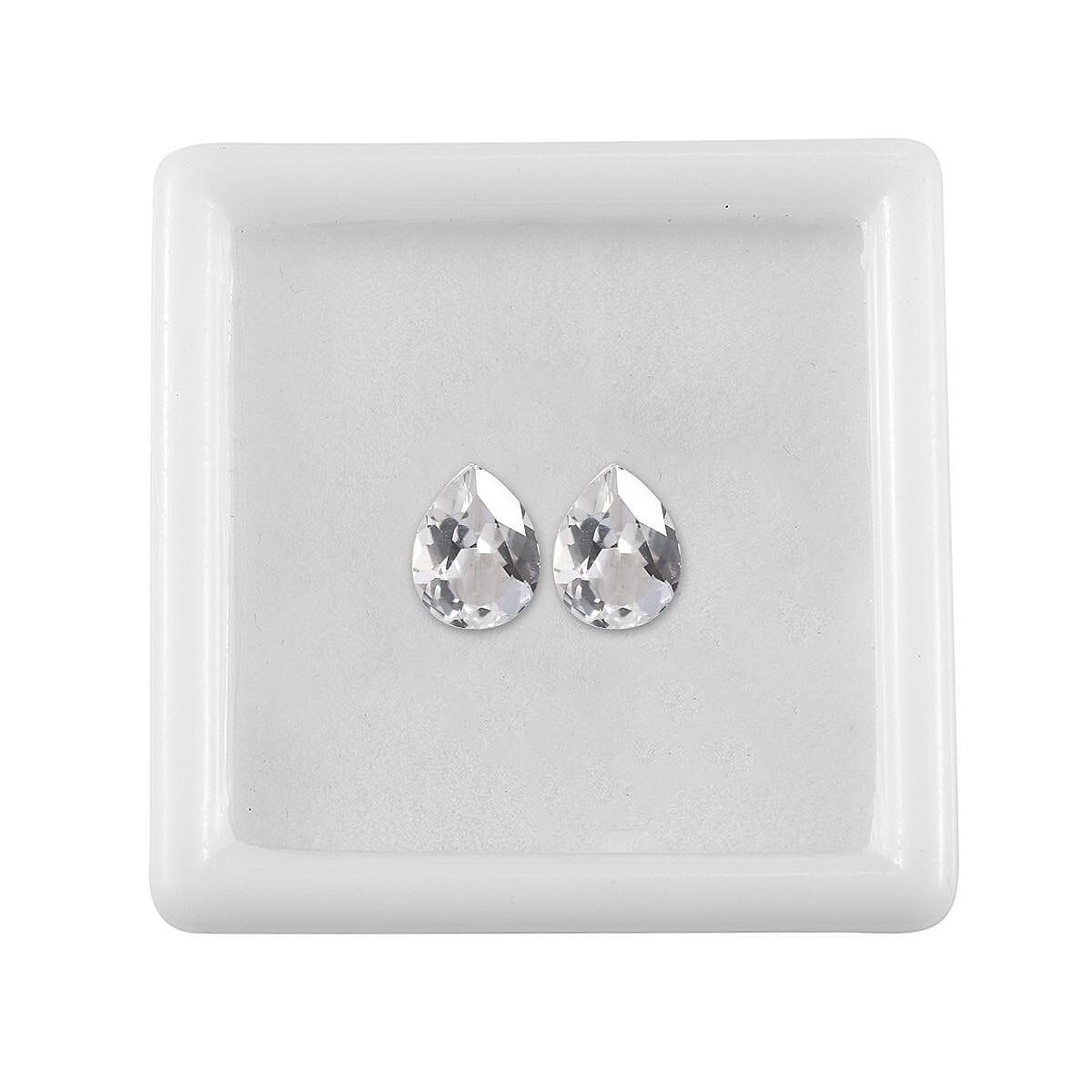 White Topaz Set of 2 (Pear 8x6 mm) 2.44 ctw Loose Gemstone