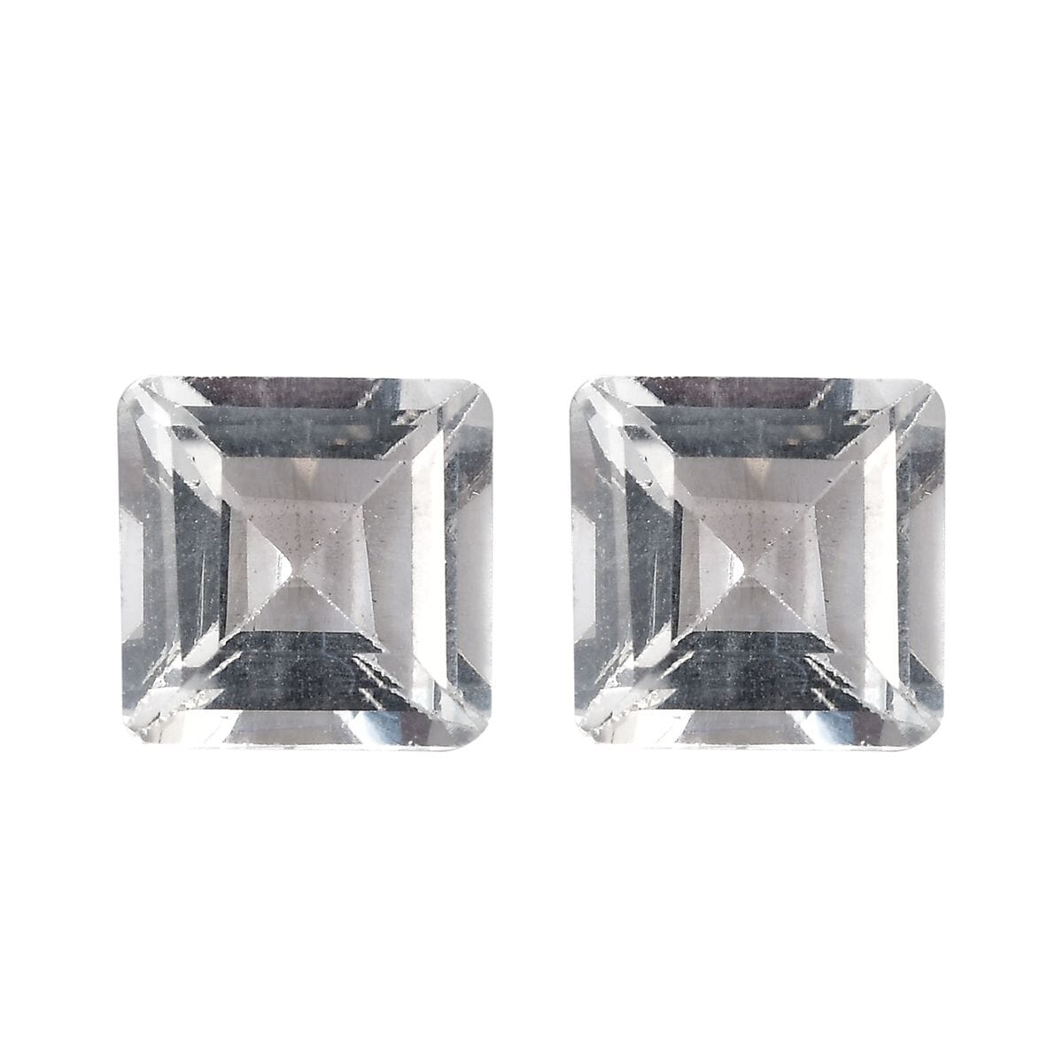 White Topaz Set of 2 (Sqr 6 mm) 2.10 ctw Loose Gemstone image number 0