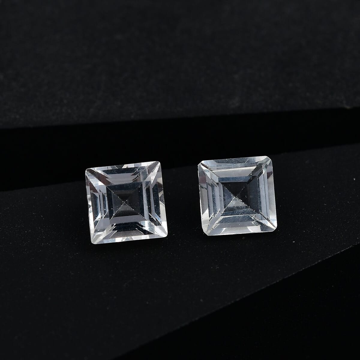White Topaz Set of 2 (Sqr 6 mm) 2.10 ctw Loose Gemstone image number 1