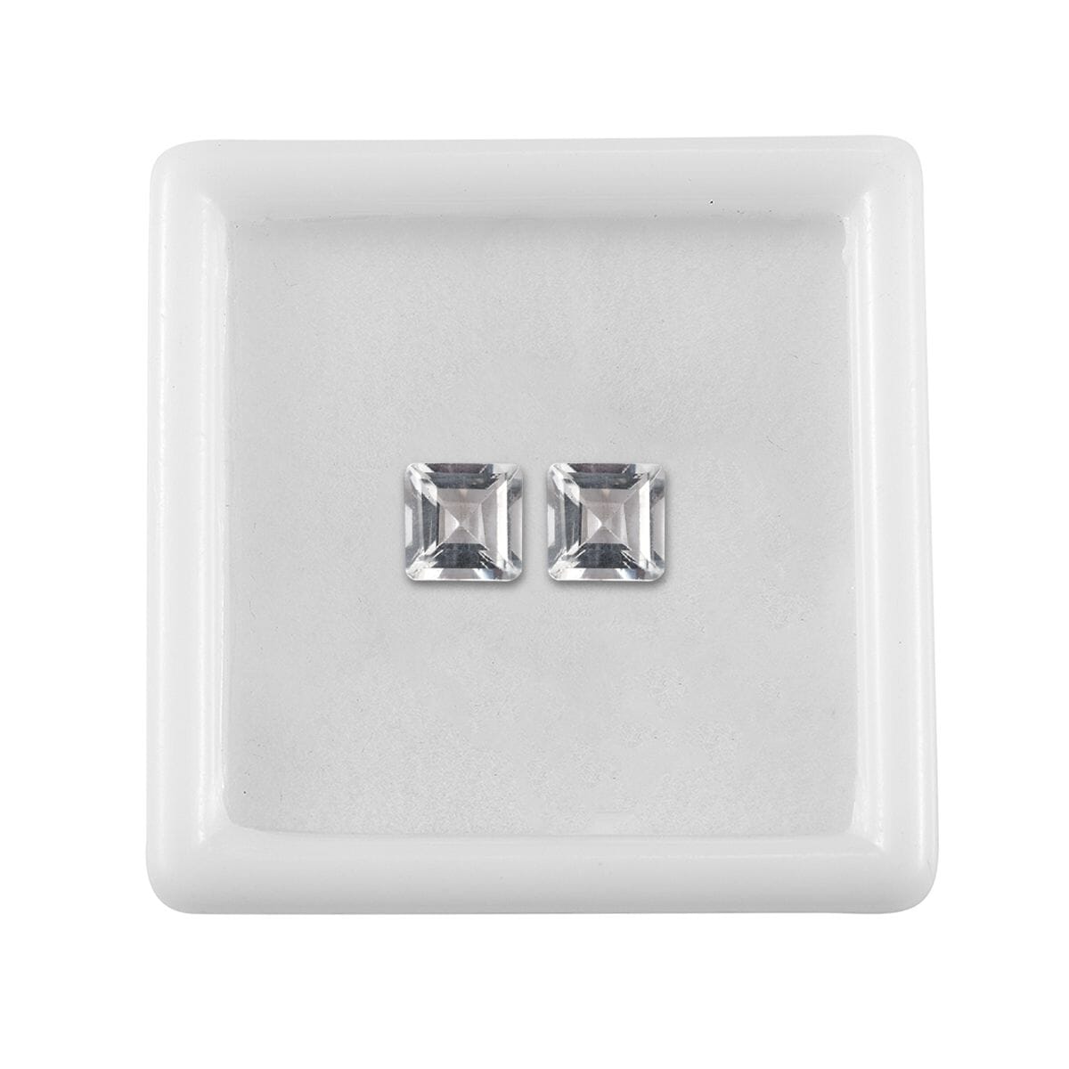 White Topaz Set of 2 (Sqr 6 mm) 2.10 ctw Loose Gemstone image number 3