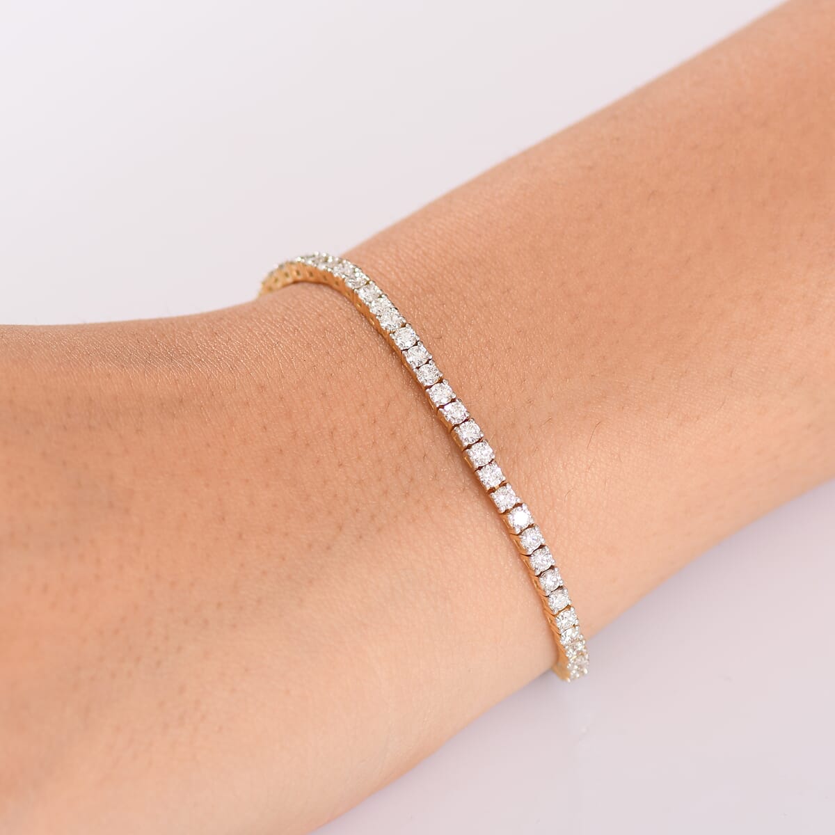 Luxuriant Lab Grown Diamond SI 3.75 ctw Bracelet in 18K Vermeil Yellow Gold Over Sterling Silver (6.50 In) image number 2