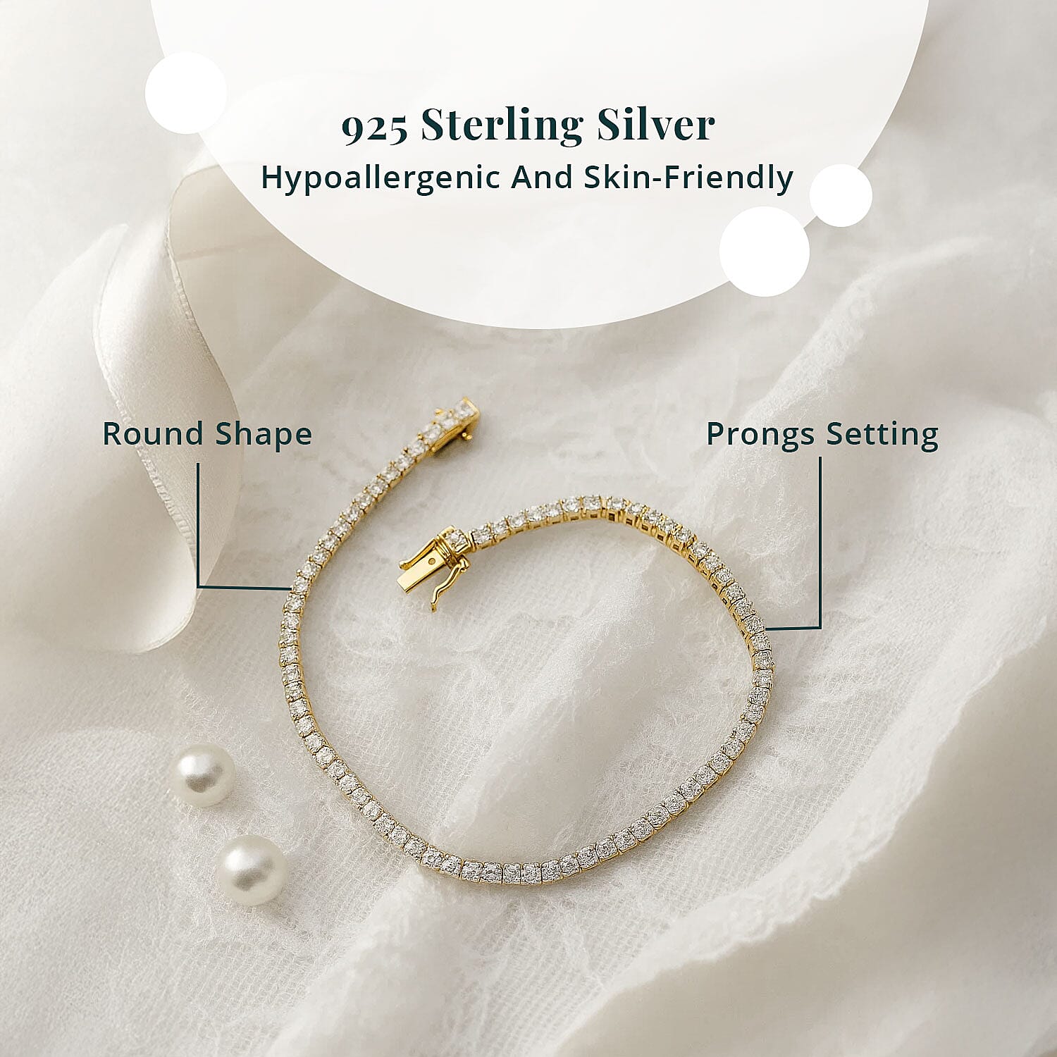 Luxuriant Lab Grown Diamond SI 3.75 ctw Tennis Bracelet in 18K Vermeil Yellow Gold Over Sterling Silver (6.50 In)
