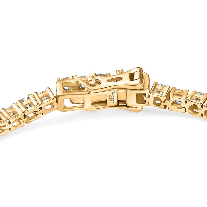 Luxuriant Lab Grown Diamond SI 3.75 ctw Tennis Bracelet in 18K Vermeil Yellow Gold Over Sterling Silver (6.50 In)