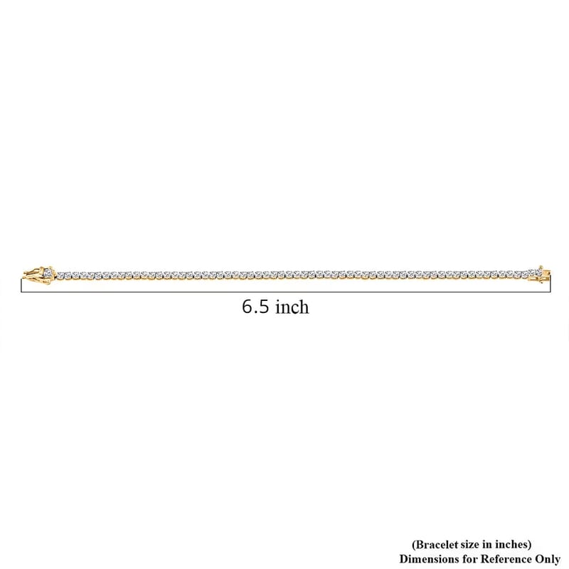 Luxuriant Lab Grown Diamond SI 3.75 ctw Tennis Bracelet in 18K Vermeil Yellow Gold Over Sterling Silver (6.50 In)