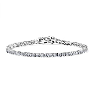 Luxuriant Lab Grown Diamond SI 3.75 ctw Tennis Bracelet in Rhodium Over Sterling Silver (6.50 In)