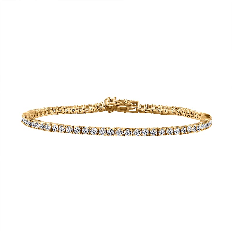 Luxuriant Lab Grown Diamond G-H SI 3.85 cctw Tennis Bracelet in 18K Vermeil Yellow Gold Over Sterling Silver (7.25 In)