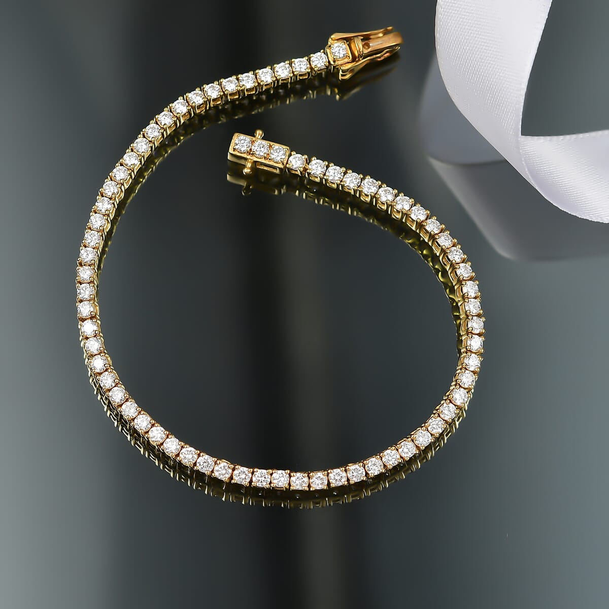 Luxuriant Lab Grown Diamond (SI) Bracelet in 18K Vermeil YG Over Sterling Silver (7.25 In) 4.30 ctw image number 1