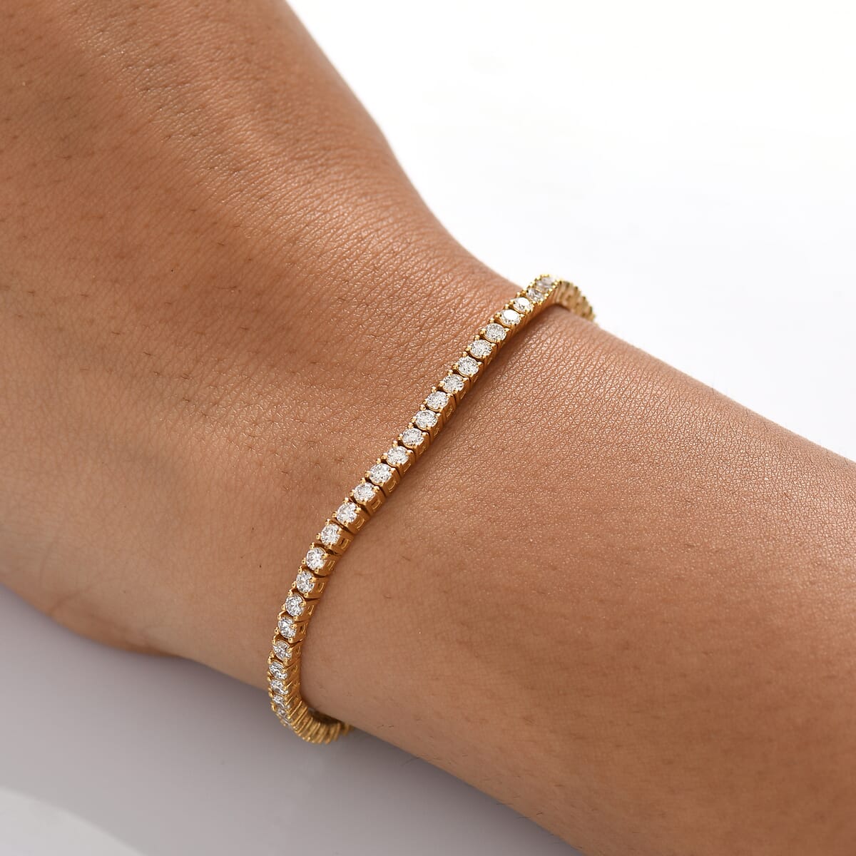 Luxuriant Lab Grown Diamond (SI) Bracelet in 18K Vermeil YG Over Sterling Silver (7.25 In) 4.30 ctw image number 2