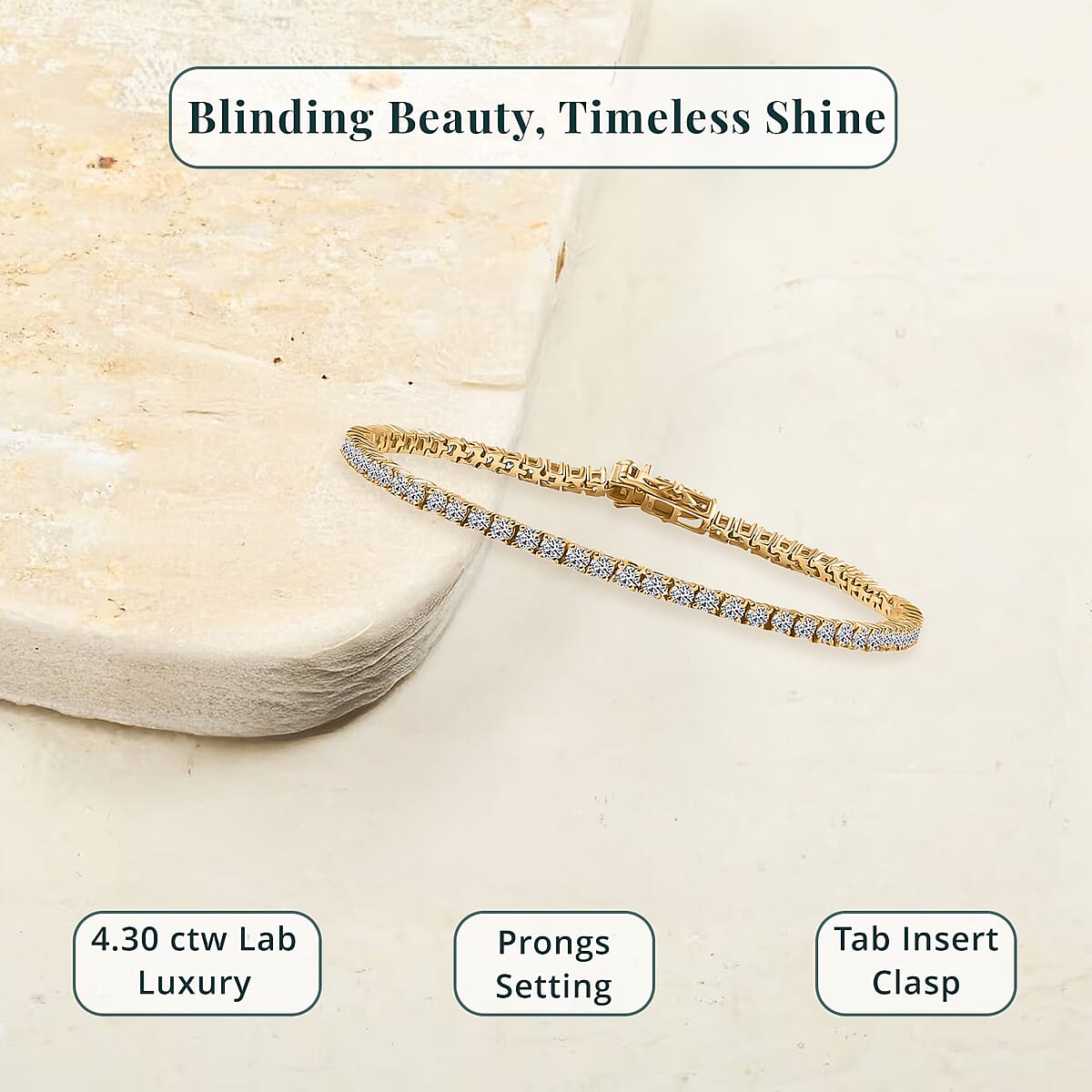 Luxuriant Lab Grown Diamond SI 4.30 cctw Tennis Bracelet in 18K Vermeil YG Over Sterling Silver (7.25 In) image number 5