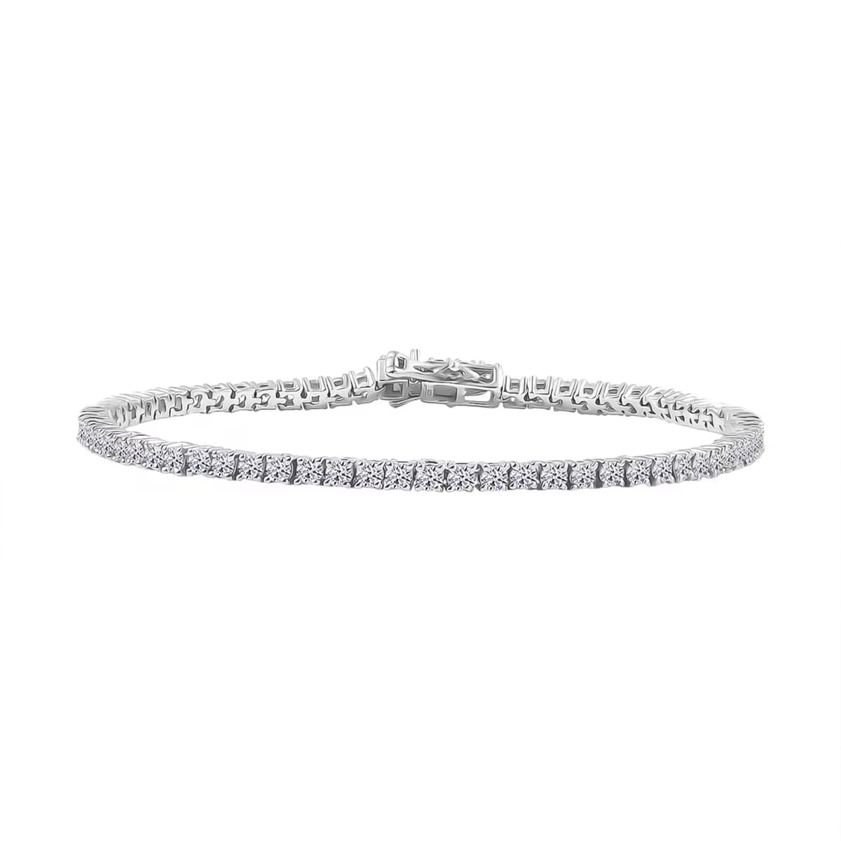 Luxuriant Lab Grown Diamond SI 4.30 ctw Bracelet in Rhodium Over Sterling Silve (7.25 In)  image number 0