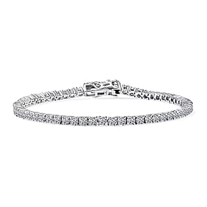 Luxuriant Lab Grown Diamond SI 4.30 ctw Tennis Bracelet in Rhodium Over Sterling Silv (7.25 In) 