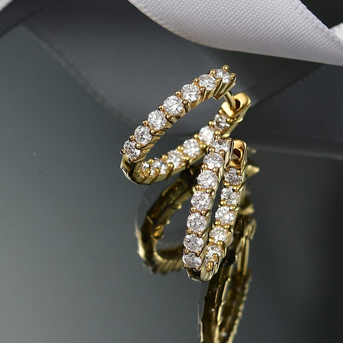 Luxuriant Lab Grown Diamond SI 1.50 ctw Hoop Earrings in 18K Vermeil Yellow Gold Over Sterling Silver image number 1