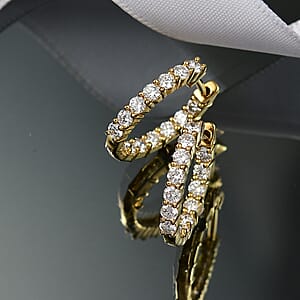 Luxuriant Lab Grown Diamond SI 1.50 ctw Inside-out Hoop Earrings in 18K Vermeil Yellow Gold Over Sterling Silver