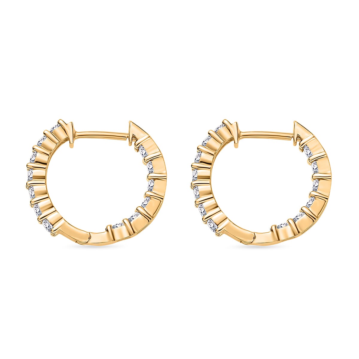 Luxuriant Lab Grown Diamond SI 1.50 ctw Inside-out Hoop Earrings in 18K Vermeil Yellow Gold Over Sterling Silver