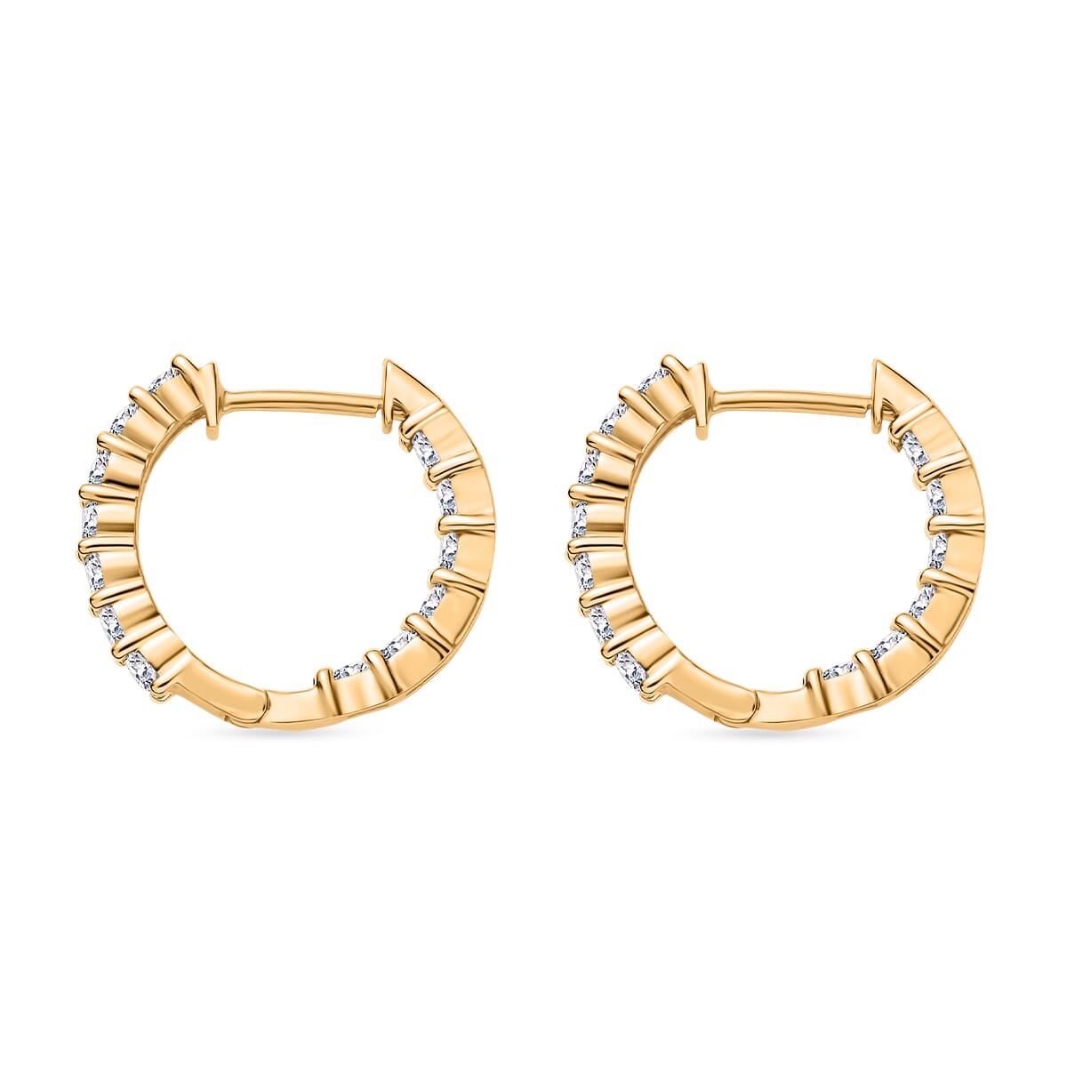 Luxuriant Lab Grown Diamond SI 1.50 ctw Hoop Earrings in 18K Vermeil Yellow Gold Over Sterling Silver image number 3