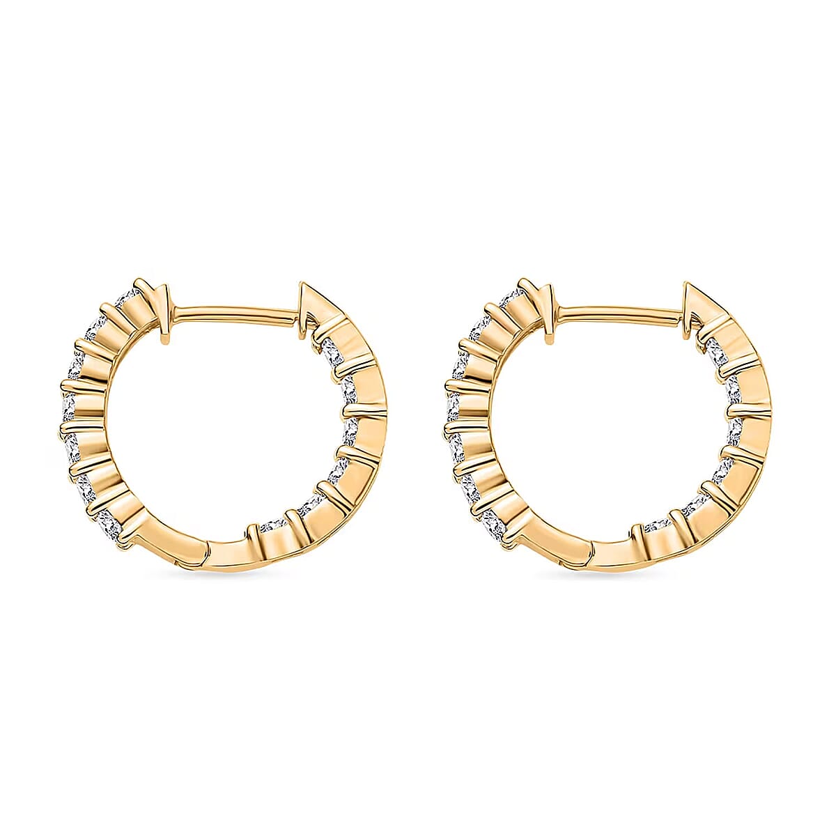 Luxuriant Lab Grown Diamond SI 1.50 ctw Inside-out Hoop Earrings in 18K Vermeil Yellow Gold Over Sterling Silver image number 7