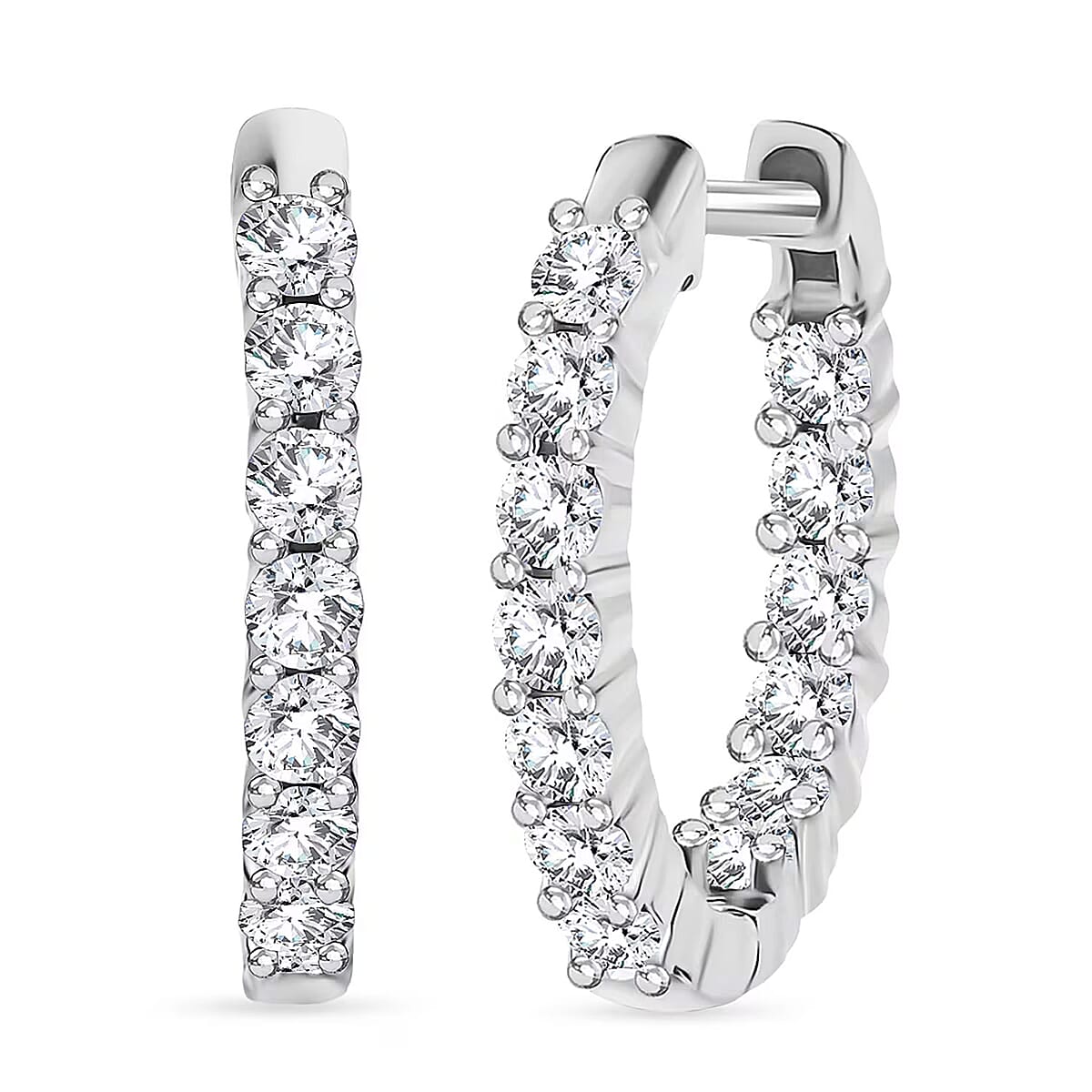 Luxuriant Lab Grown Diamond SI 1.50 ctw Inside-out Hoop Earrings in Rhodium Over Sterling Silver image number 0