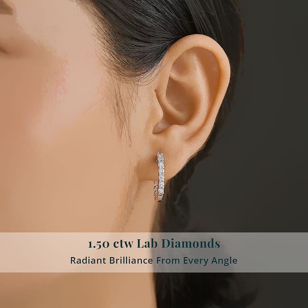 Luxuriant Lab Grown Diamond SI 1.50 ctw Inside-out Hoop Earrings in Rhodium Over Sterling Silver image number 1