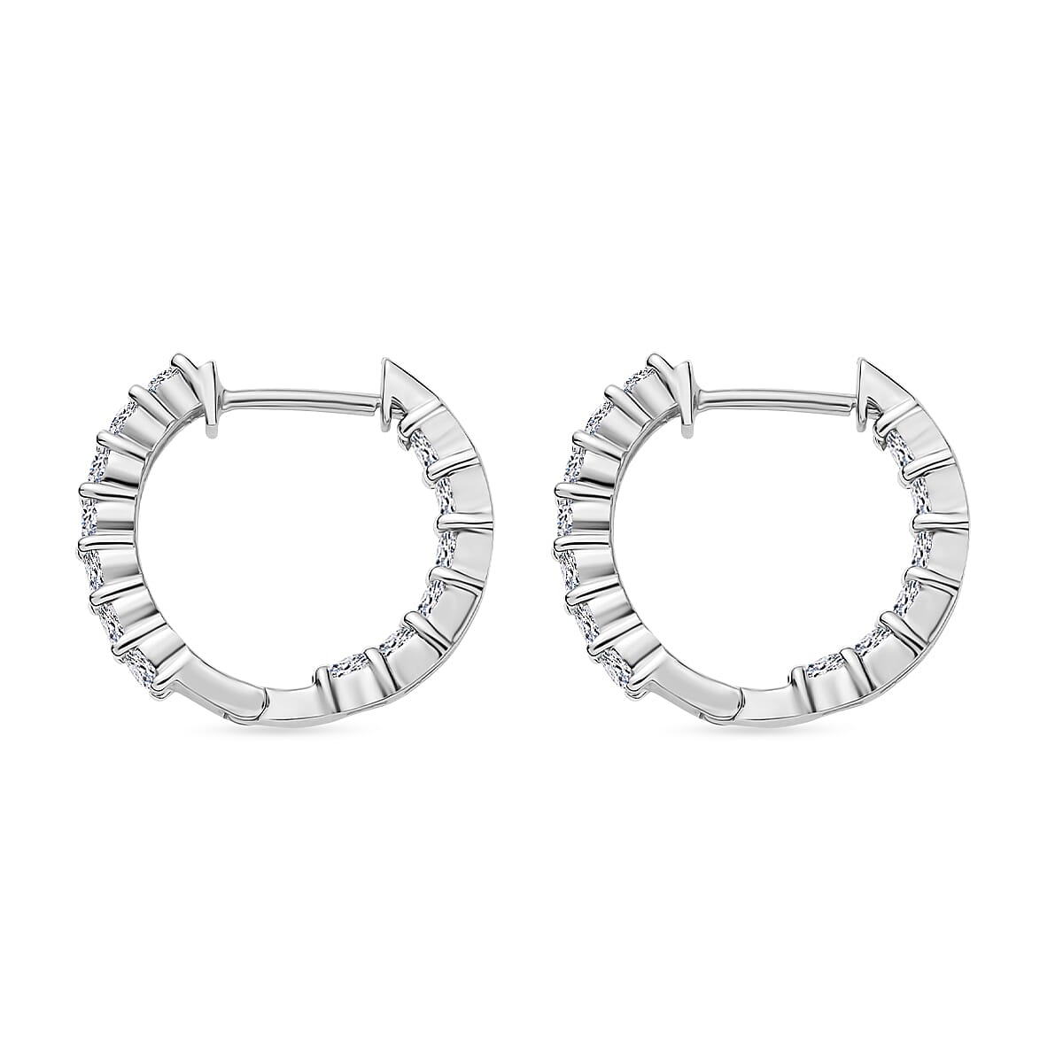 Luxuriant Lab Grown Diamond G-H SI 1.50 ctw Inside-out Hoop Earrings in Rhodium Over Sterling Silver