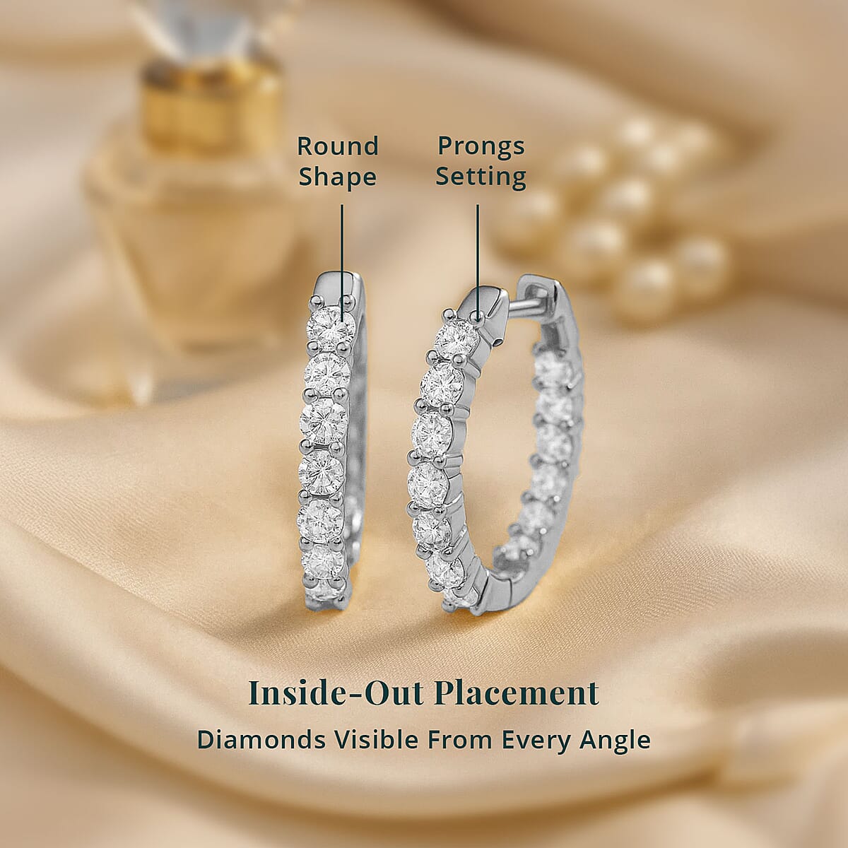 Luxuriant Lab Grown Diamond SI 1.50 ctw Inside-out Hoop Earrings in Rhodium Over Sterling Silver image number 4