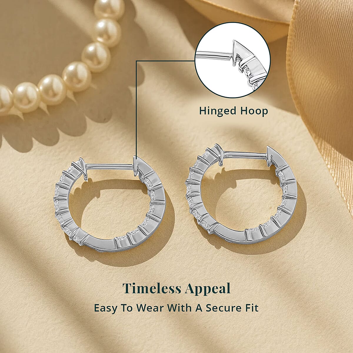Luxuriant Lab Grown Diamond SI 1.50 ctw Inside-out Hoop Earrings in Rhodium Over Sterling Silver image number 5