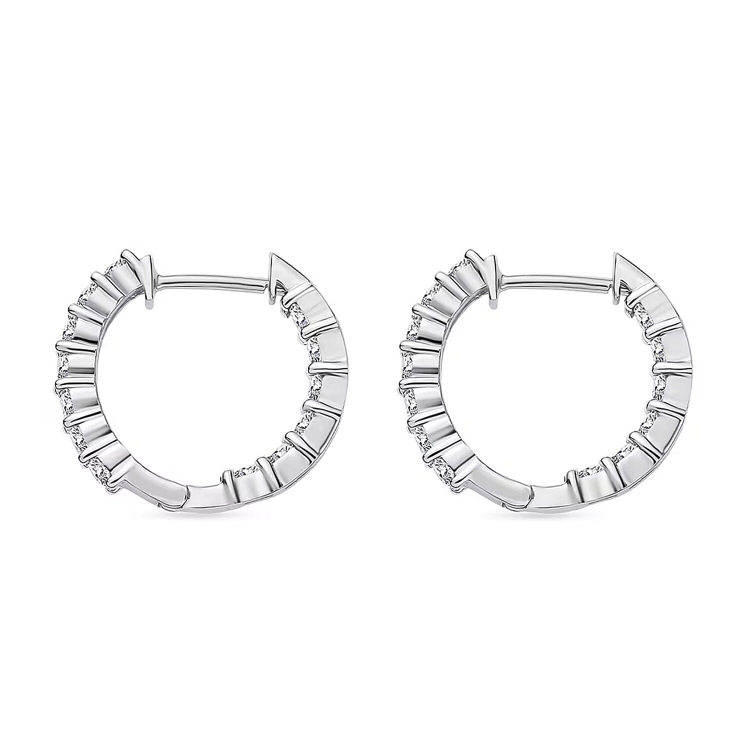 Luxuriant Lab Grown Diamond G-H SI 1.50 ctw Inside-out Hoop Earrings in Rhodium Over Sterling Silver