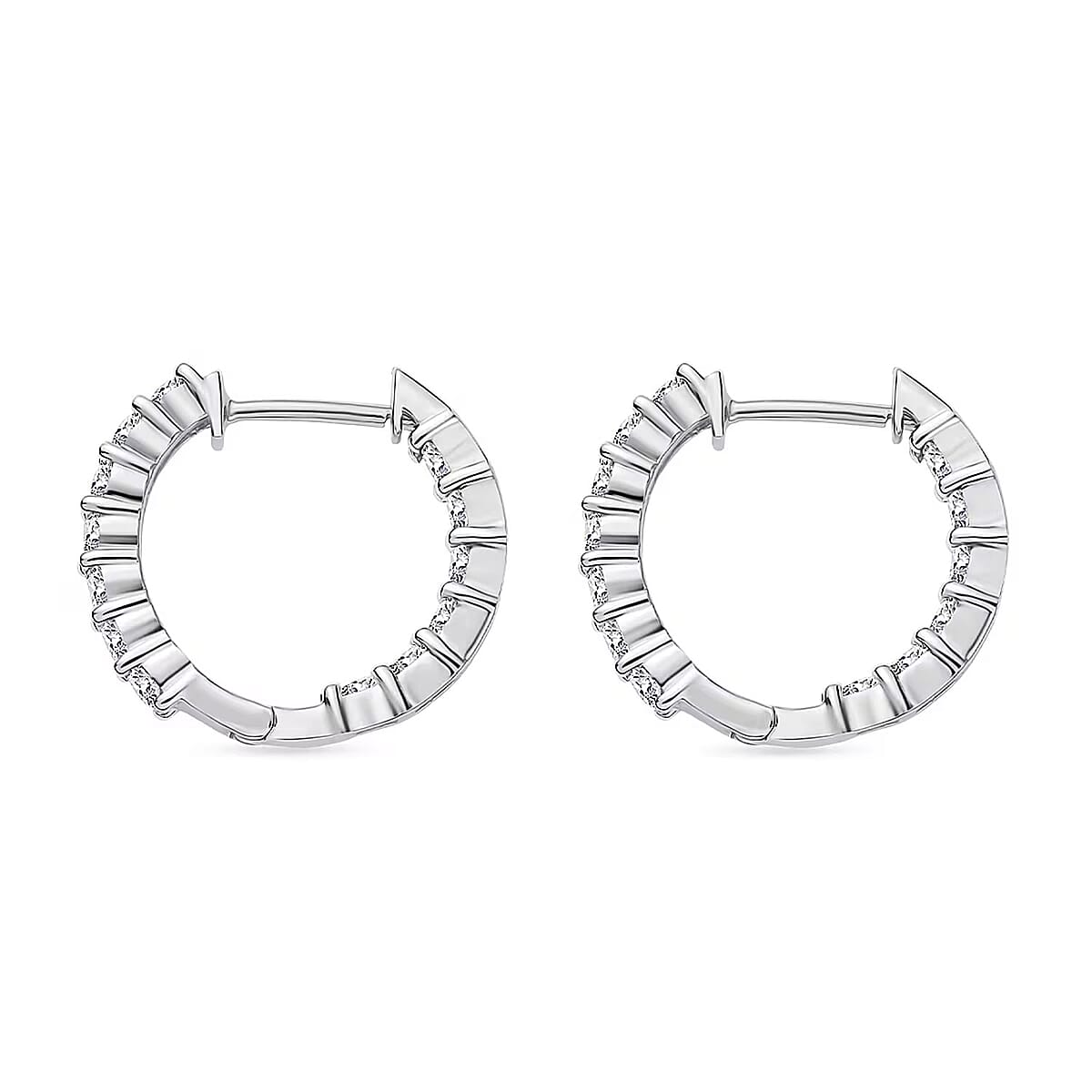 Luxuriant Lab Grown Diamond SI 1.50 ctw Inside-out Hoop Earrings in Rhodium Over Sterling Silver image number 7