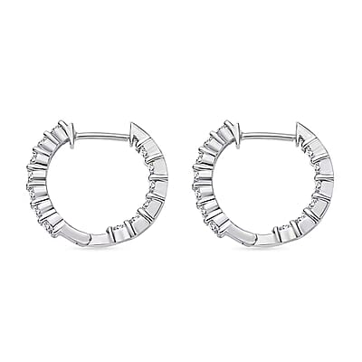 Luxuriant Lab Grown Diamond G-H SI 1.50 ctw Inside-out Hoop Earrings in Rhodium Over Sterling Silver