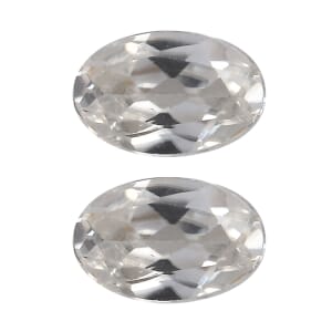 White Zircon Set of 2 (Ovl 6x4 mm) 1.28 ctw Loose Gemstone
