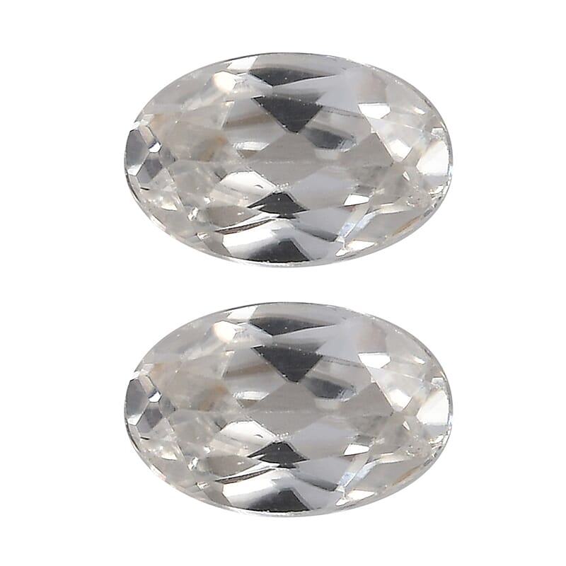 White Zircon Set of 2 (Ovl 6x4 mm) 1.28 ctw Loose Gemstone