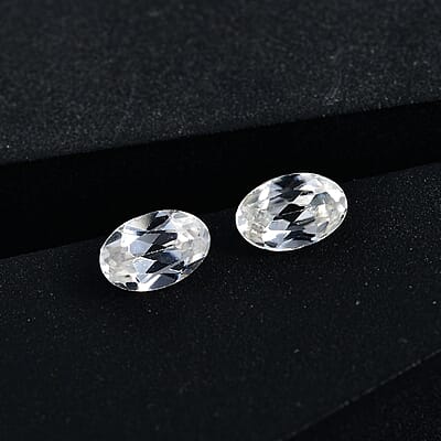 White Zircon Set of 2 (Ovl 6x4 mm) 1.28 ctw Loose Gemstone
