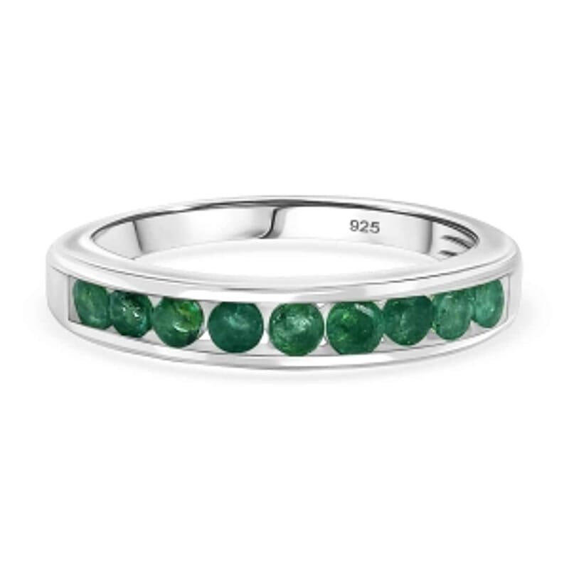 Socoto Emerald 0.57 ctw Ring in Platinum Over Sterling Silver (Size 9)