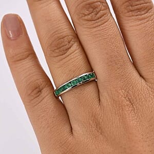 Socoto Emerald 0.57 ctw Ring in Platinum Over Sterling Silver (Size 9)