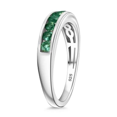 Socoto Emerald 0.57 ctw Ring in Platinum Over Sterling Silver (Size 9)
