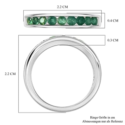 Socoto Emerald 0.57 ctw Ring in Platinum Over Sterling Silver (Size 9)