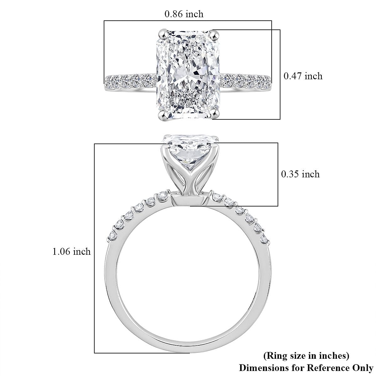 Radiant Cut Luxuriant Lab Grown Diamond G - VS 3.00 ctw Ring in 950 Platinum (Size 6.0) 5 Grams (Del. in 10-15 Days) image number 4