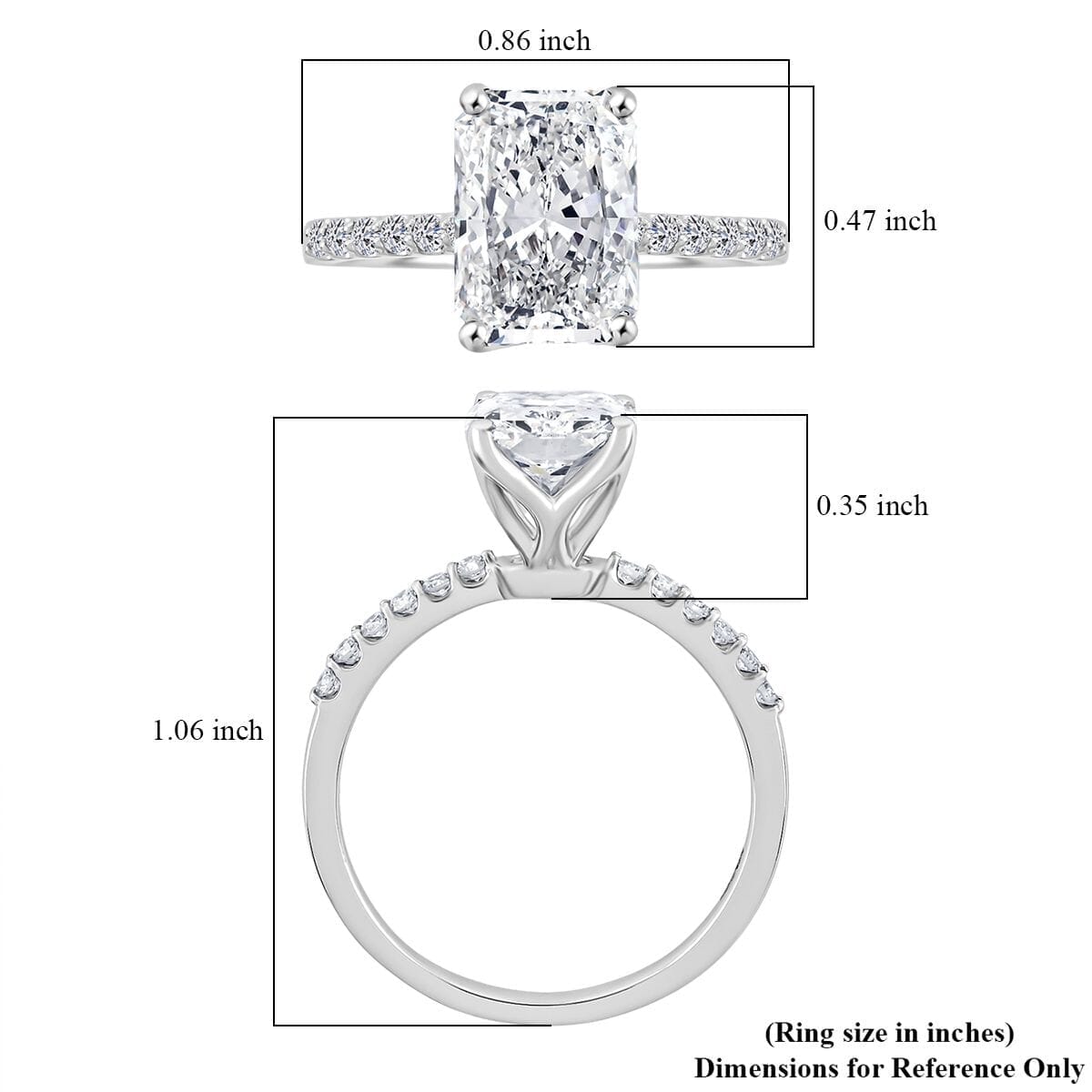 IGI Certified 950 Platinum Radiant Cut Luxuriant Lab Grown Diamond (EF-VS) Ring (Size 6.5) (5.15 g) (Del. in 10-15 Days) 3.00 ctw image number 4