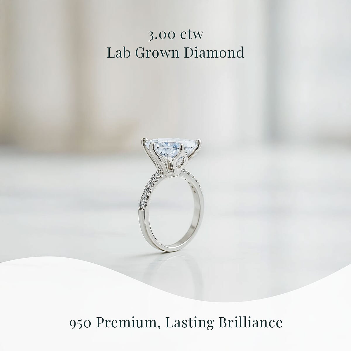 IGI Certified 950 Platinum Luxuriant Lab Grown Diamond (EF-VS) Ring (Size 11.5) (5.38 g) (Del. in 10-15 Days) 3.00 ctw image number 2