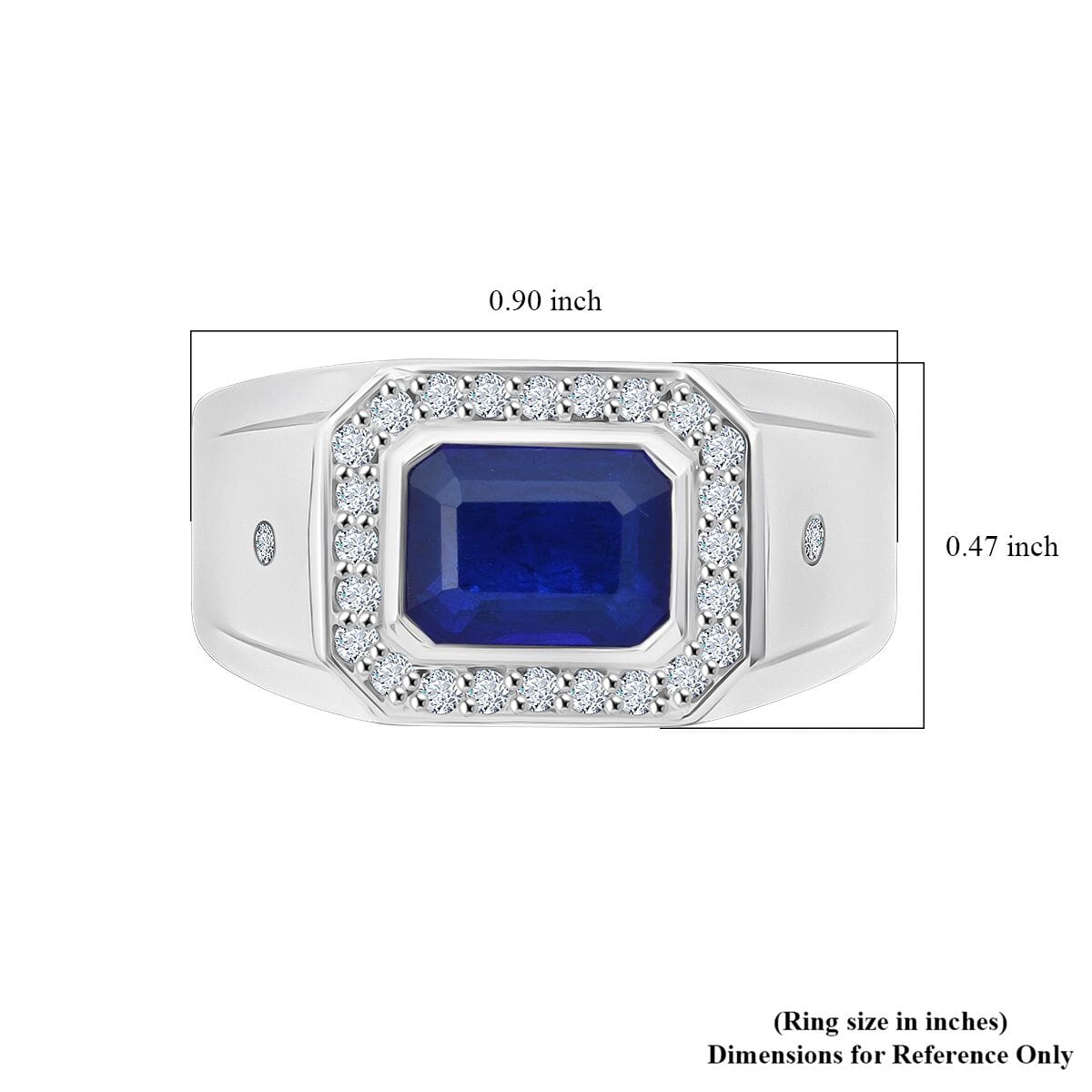 Tanzanian Blue Spinel (DF) and Moissanite 2.00 ctw Fleur De Lis Mens Ring in Rhodium Over Sterling Silver (Size 10.0) image number 5