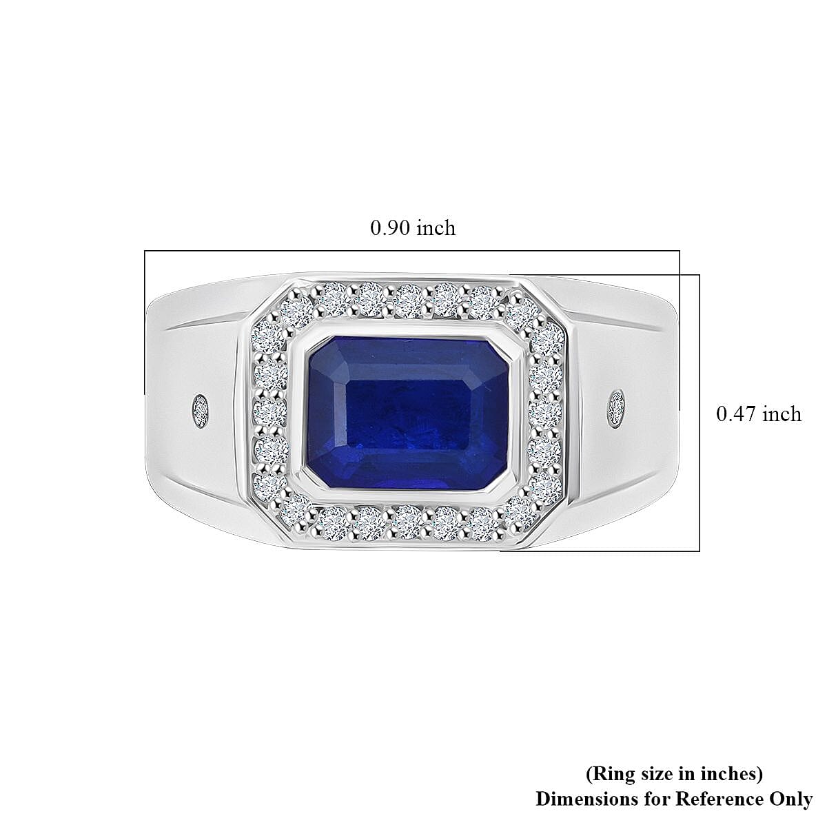 Tanzanian Blue Spinel (DF) and Moissanite 2.00 ctw Fleur De Lis Mens Ring in Rhodium Over Sterling Silver (Size 11.0) image number 5