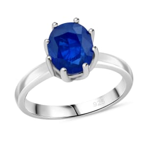 Premium Tanzanian Blue Spinel (DF) 2.00 ctw Crown Ring in Rhodium Over Sterling Silver (Size 10.0)