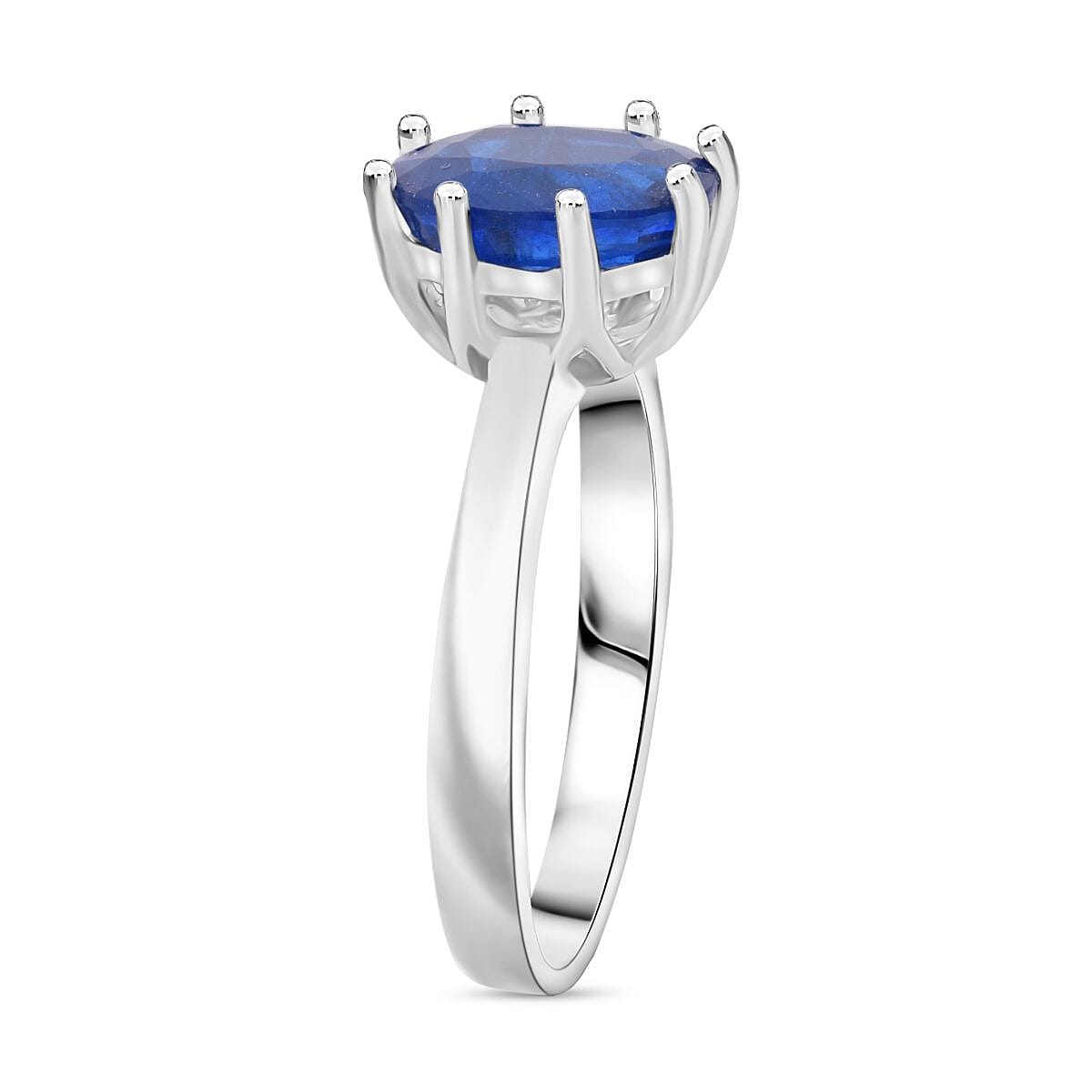 Premium Tanzanian Blue Spinel (DF) 2.00 ctw Crown Ring in Rhodium Over Sterling Silver (Size 10.0)
