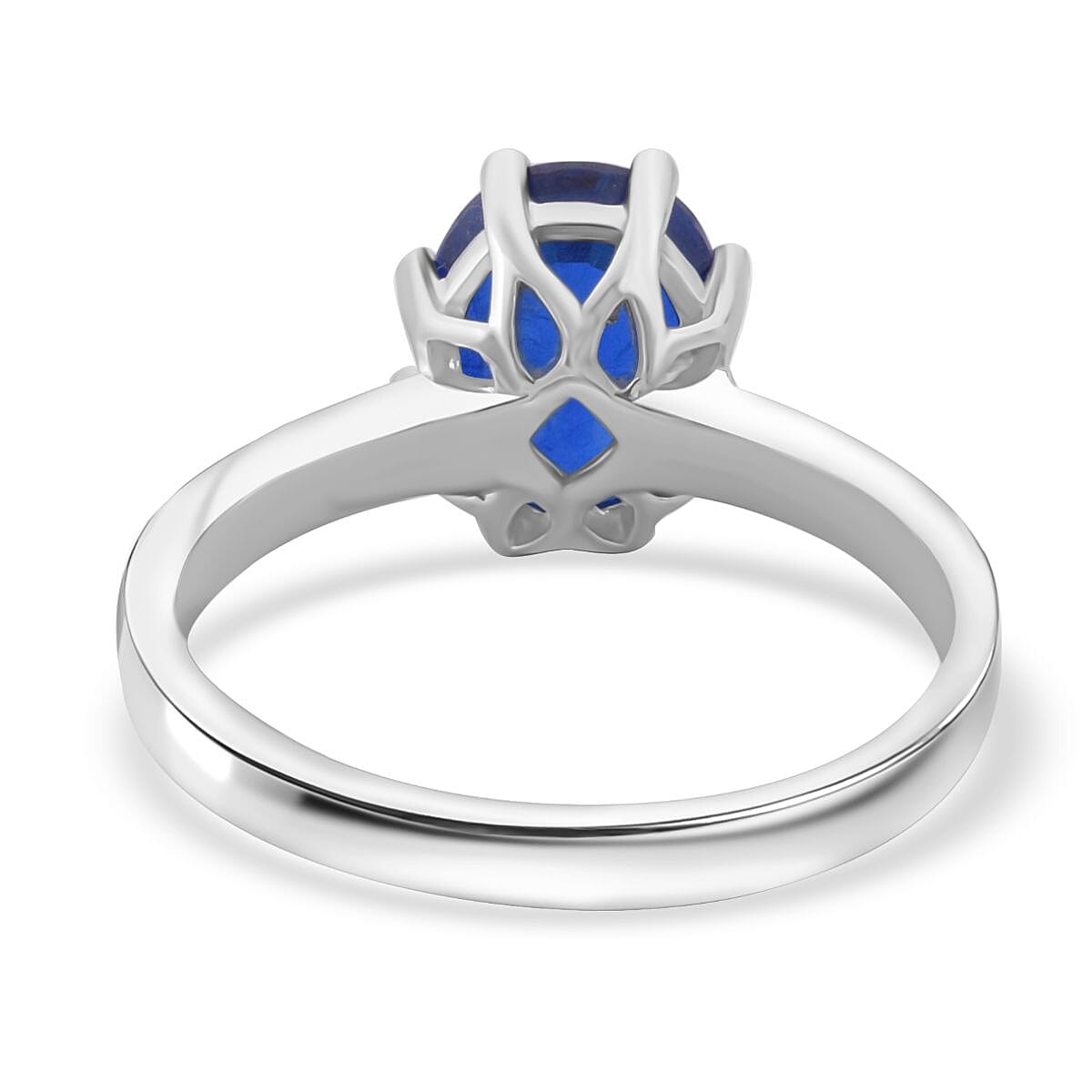 Premium Tanzanian Blue Spinel (DF) 2.00 ctw Crown Ring in Rhodium Over Sterling Silver (Size 10.0)