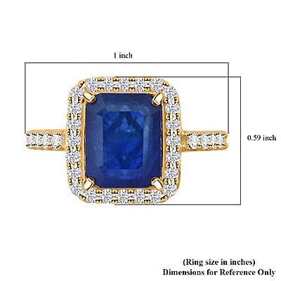 Premium Tanzanian Blue Spinel (DF) and Luxuriant Lab Grown Diamond G-H SI 4.40 ctw Vintage Halo Ring in 10K Yellow Gold (Size 10.0)